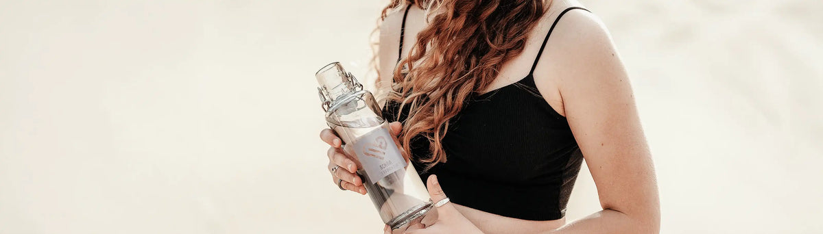 Trinkflasche aus Glas Co Branding