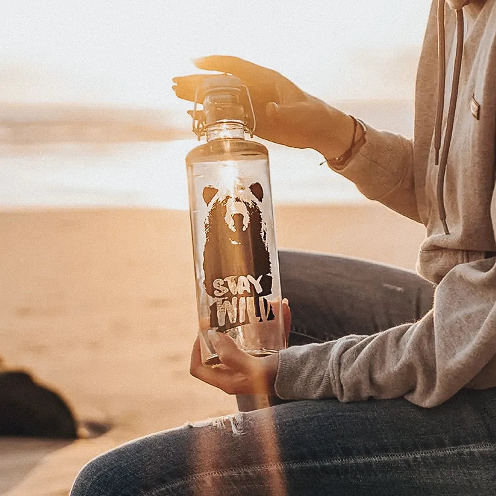 Trinkflasche aus Glas mit individuellem Druck von soulbottles